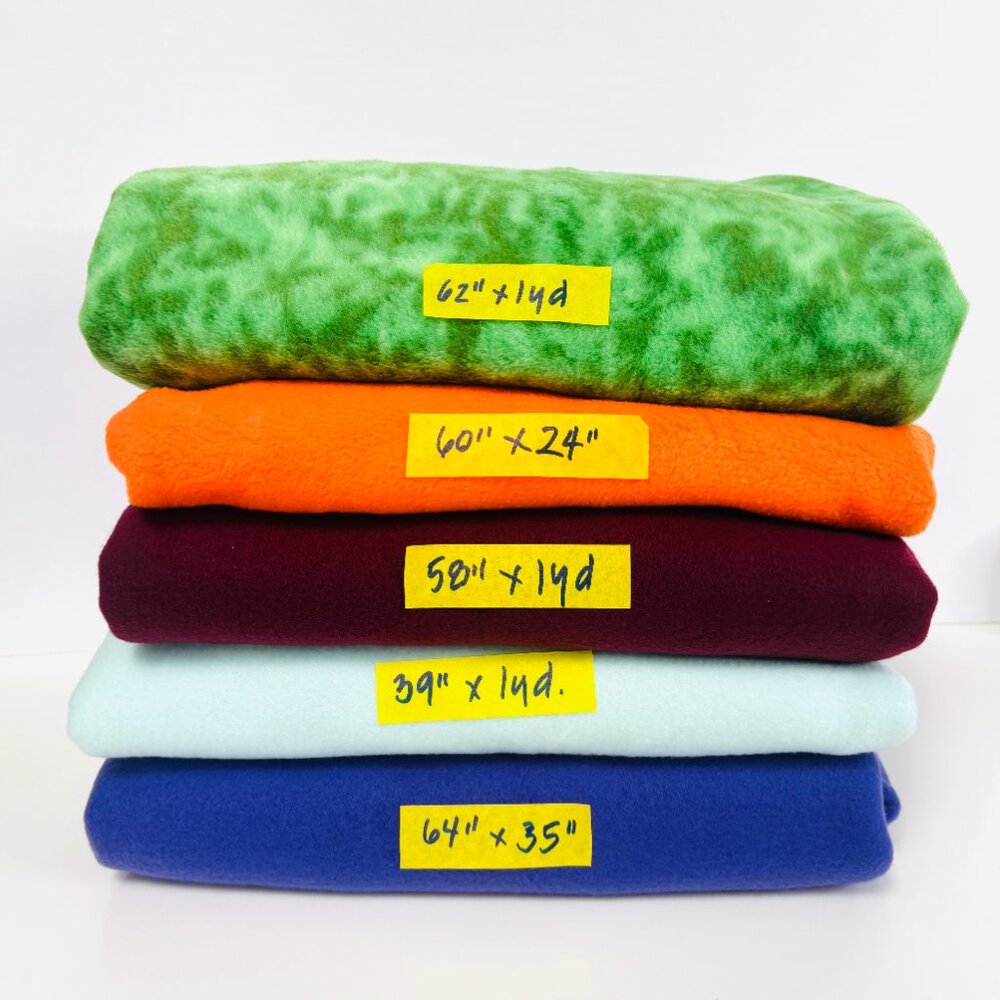 Large Box Lot of Fleece Fabric,  Green Orange Burgundy Aqua Purple 4+ lbs Sewing